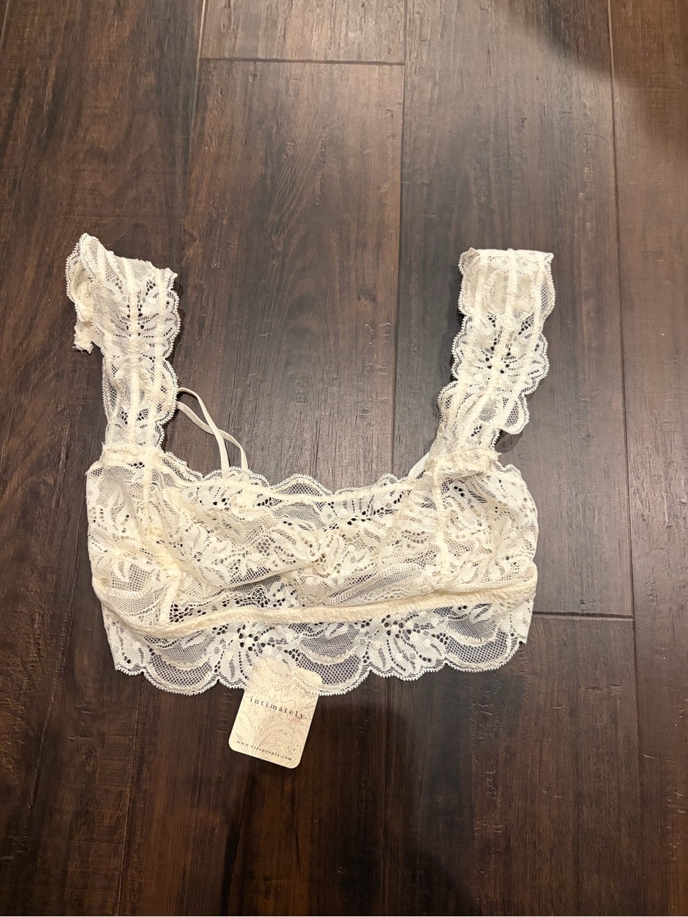NWT Free People Last Dance Lace Triangle Bralette Ivory Cream XS